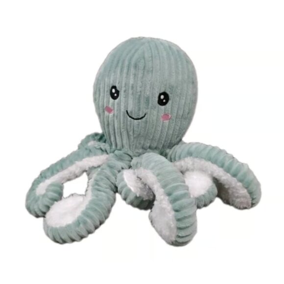 Spark Create Imagine Aqua Blue White Octopus Rattle Plush Stuffed Animal 13" - Picture 1 of 12